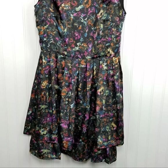 Jack Womens Size Small Sleeveless Fit & Flare Pleated Watercolor Skater Dress - Picture 3 of 7